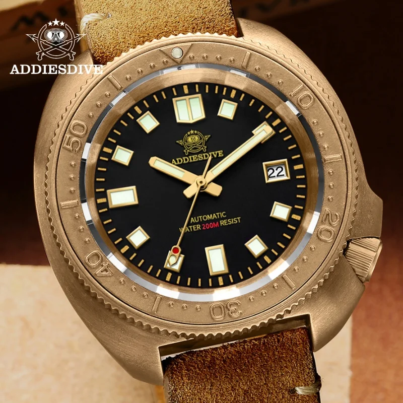 ADDIESDIVE AD2104 8215 Automatic Mechanical Watch BGW9 Super Luminous 200m Waterproof Sapphire Glass Men's CUSN8 Bronze Watch