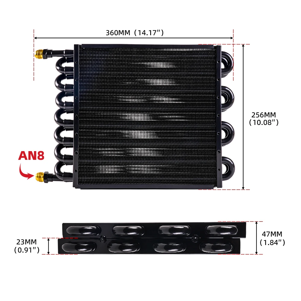 RASTP-Fluid Cooler 15300 16 Pass Tube & Fin Electra-Cool Transmission Oil Cooler Core - AN8 RS-OSA018