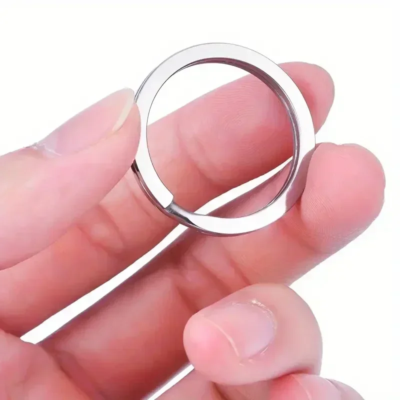 20pcs Stainless Steel Key Ring Key Chain 25/30mm Round Flat Round Split Keychain Polished Metal Blank Circle For DIY Findings