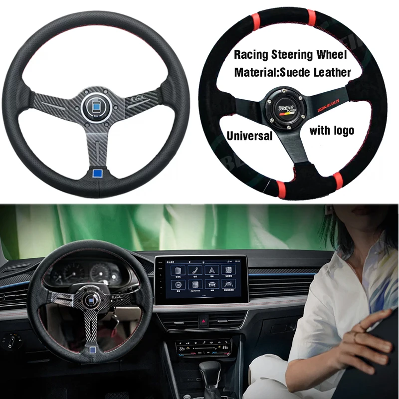 عجلة قيادة السيارة المعدلة 14 بوصة عجلة قيادة رياضية عالمية للسباق سريعة الإصدار عجلة قيادة السيارة ملحقات السيارة #2