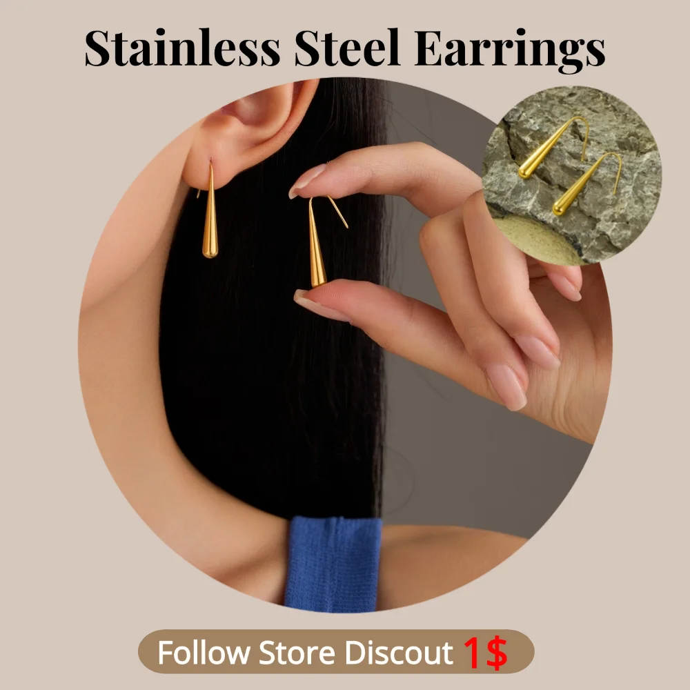 

Stainless Steel Water Drop Earrings Plated 18k Gold Color Non Tarnish Waterproof Trendy Fashion Jewelry Earrings For Women Gift