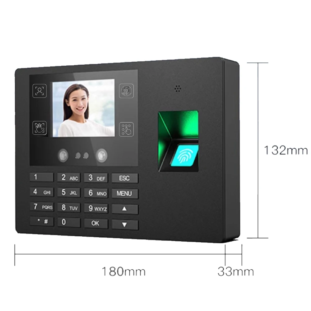 آلة تثقيب بطاقة بصمة الإصبع، آلة حضور وانصراف عالية الوضوح للتعرف على الوجه لمدرسة الموظفين