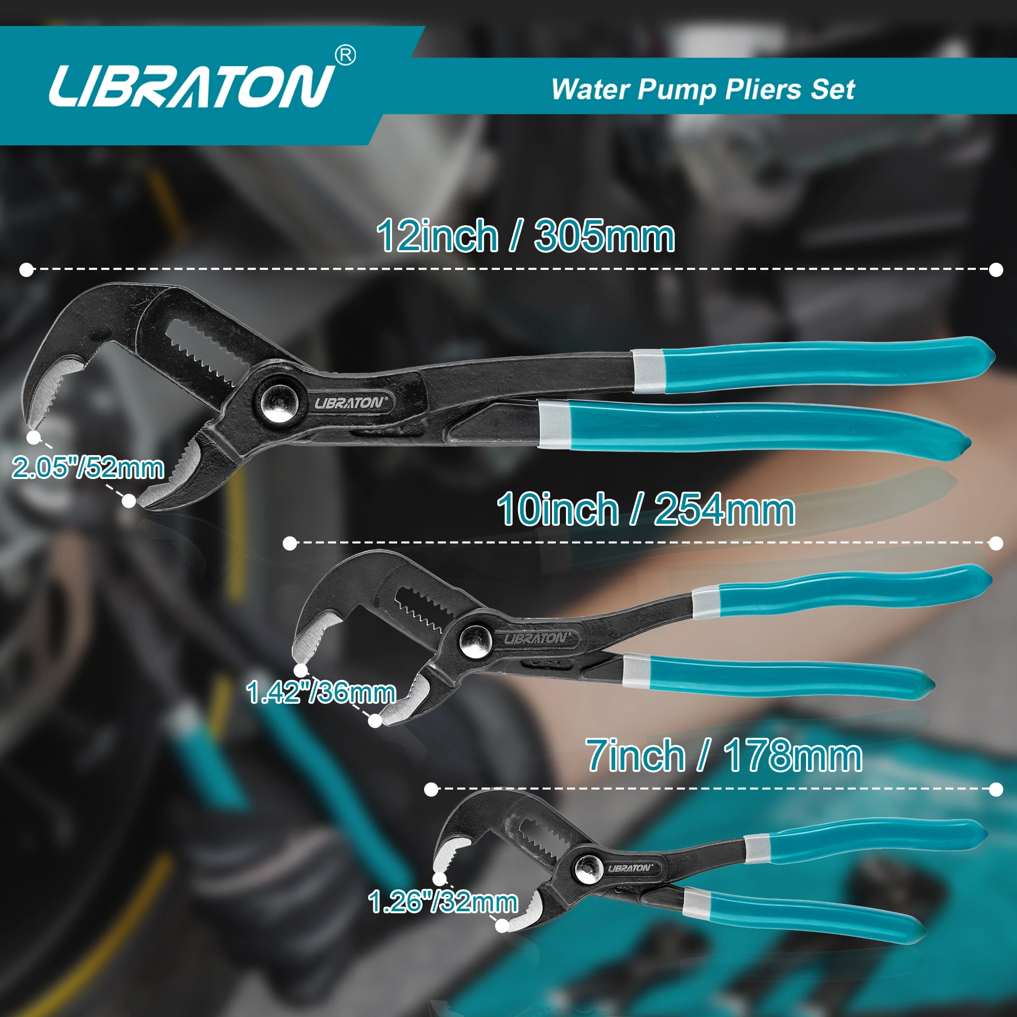 Imagem -02 - Libraton & 10 & 12 Polegada Alicate de Bomba de Água Peças Botão de Catraca Alicate de Encanamento de Ajuste Rápido Alicate de Ranhura de Língua de Mandíbula em v