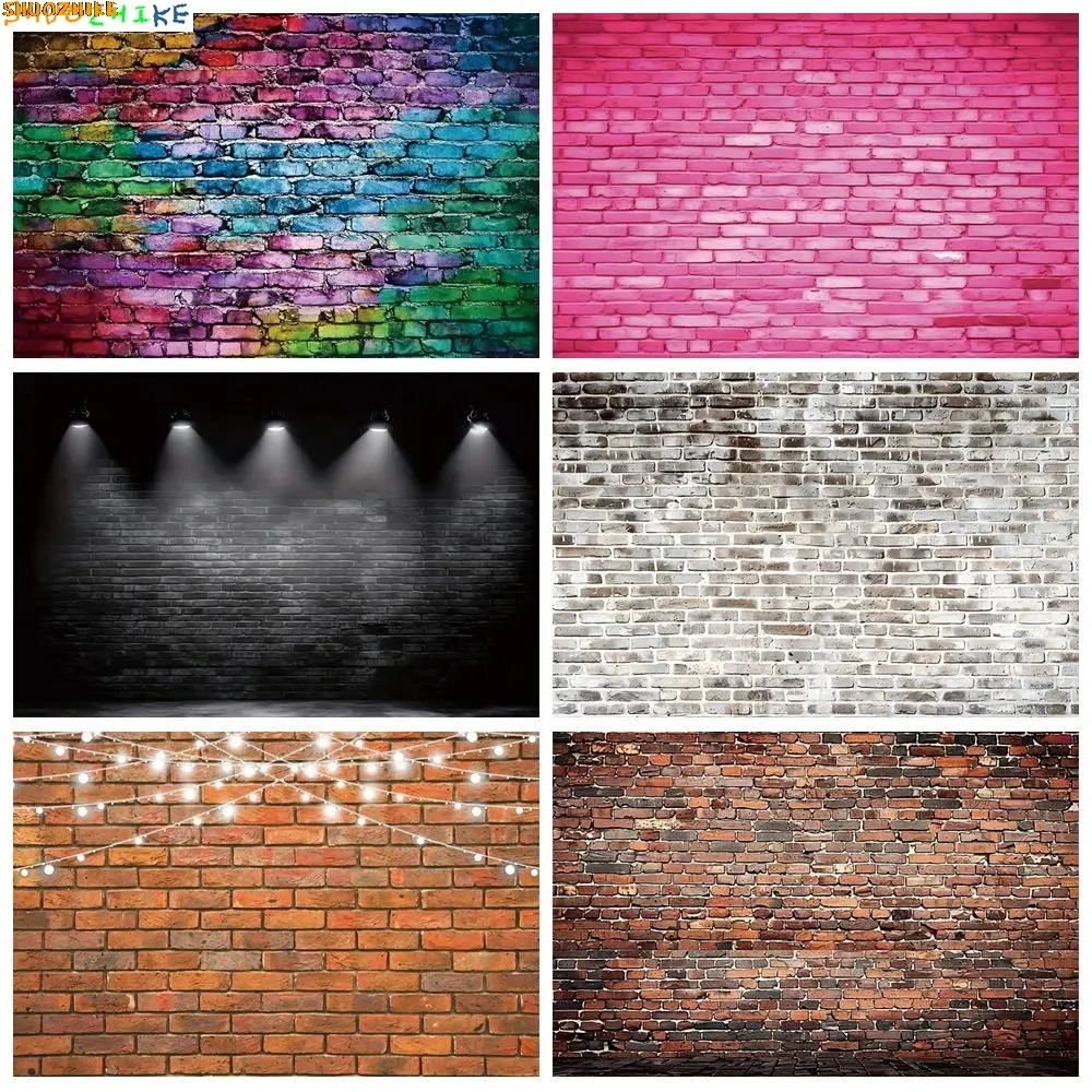 

Red Brick Wall Background Black Photo Studio Backdrop Home Birthday Party Decoration Product Photography Wallpaper Props