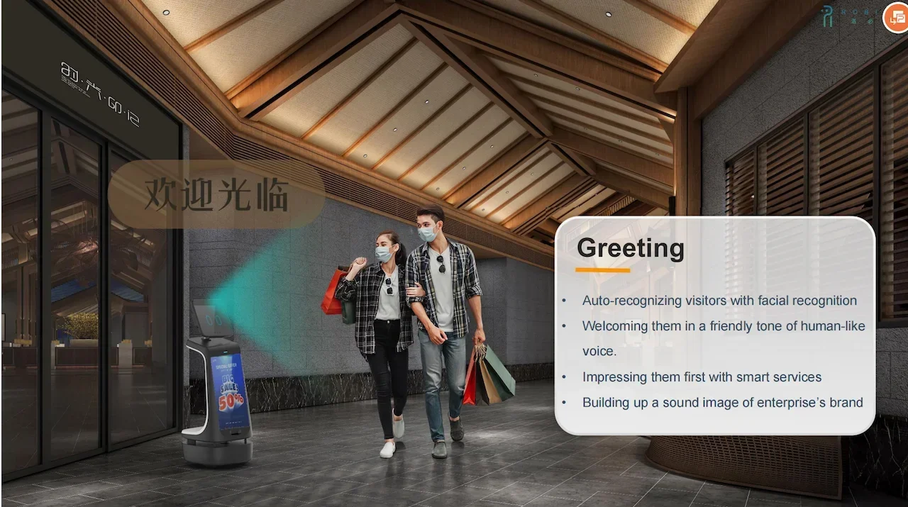 China high-tech advertising display intelligent robot guiding humanoid AI reception robot for restaurant hotel mall