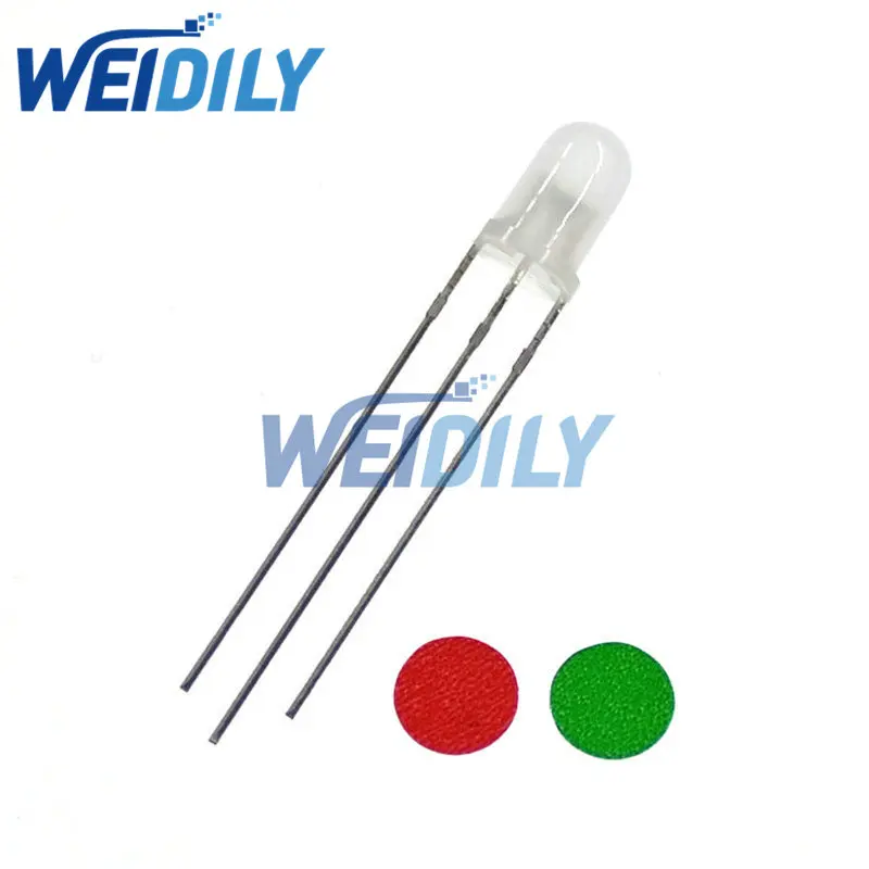 LED発光ダイオード,3mm, 5mm,ラウンド,マット,水,透明,赤,緑,2色,共通陽極,3色,100個
