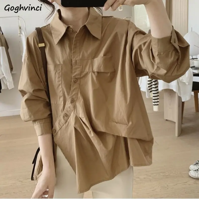 Shirts Women Chic Loose M-3XL Spring Tops Sun-proof Breathable Irregular Designed Vintage Simple Casual Female New Fashion Chic