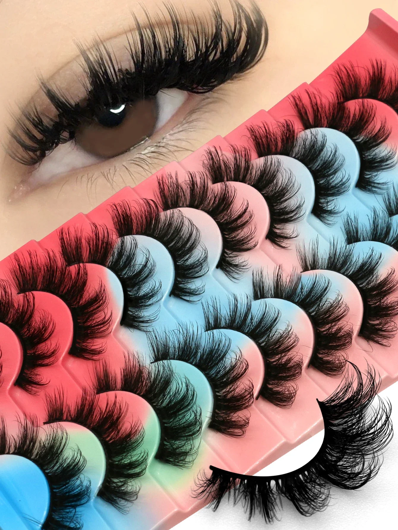 GROINNEYA Wimpers 3D Nertsen Wimpers Pluizige Herbruikbare Wimpers Nertsen Valse Wimpers Zachte Piekerige Natuurlijke Cross Wimper Extension Make-up