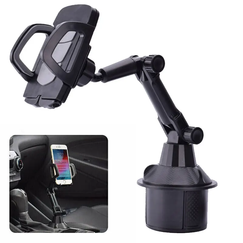 Car Cup Holder Phone Mount With Expandable Base Rotatable Height Adjustable Phone Clamp SUV Truck Automobile Accessories