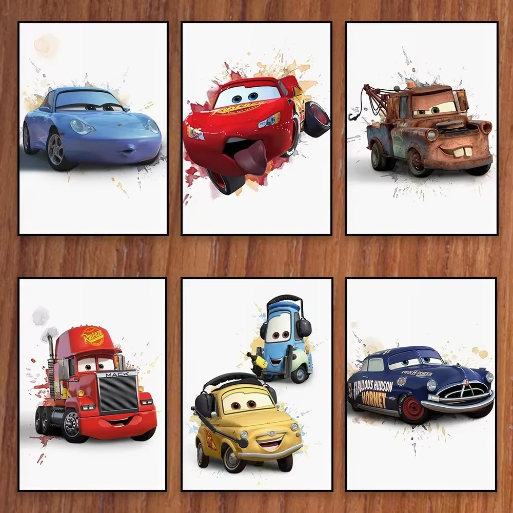 Póster de Rayo McQueen, Sally y Tow Mater, Impresiones de Películas de Disney, Lienzo Decorativo con Dibujos Animados, Pintura Clásica Motivacional
