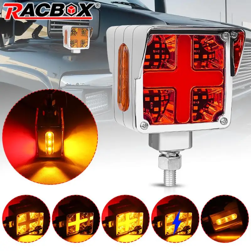 Double face led turn signal lights Red/Amber Flash Pedestal Fender Light Truck side marker lamp for Trailer Van Lorry Car RV SUV