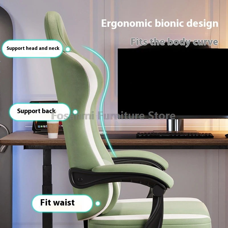 Adjustable Reclining Gaming Chair for Home Office Ergonomic Swivel Computer Chair Stylish Gamer Esport Chair with Support Pillow