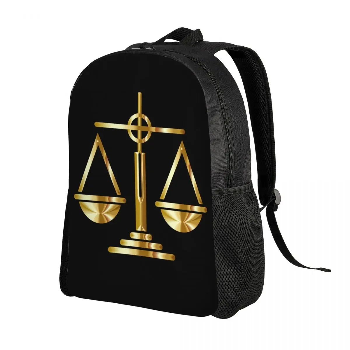 حقيبة ظهر مخصصة بشعار الموازين الذهبية لقانون العدالة لحقيبة الكتب المطبوعة للمحامي والمدرسة الجامعية وحقيبة الكتب #2