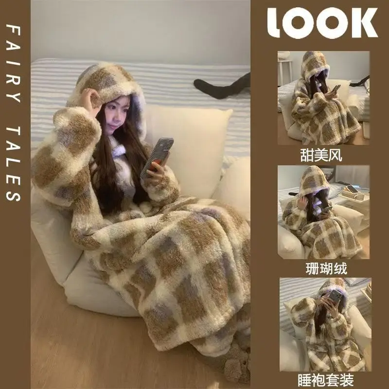 

Pjs Set Winter Pajamas Women's Pajama Set Women's Warm Winter Pajamas Fashionable Home Clothes, Pajamas Cute and Soft Pajama Set