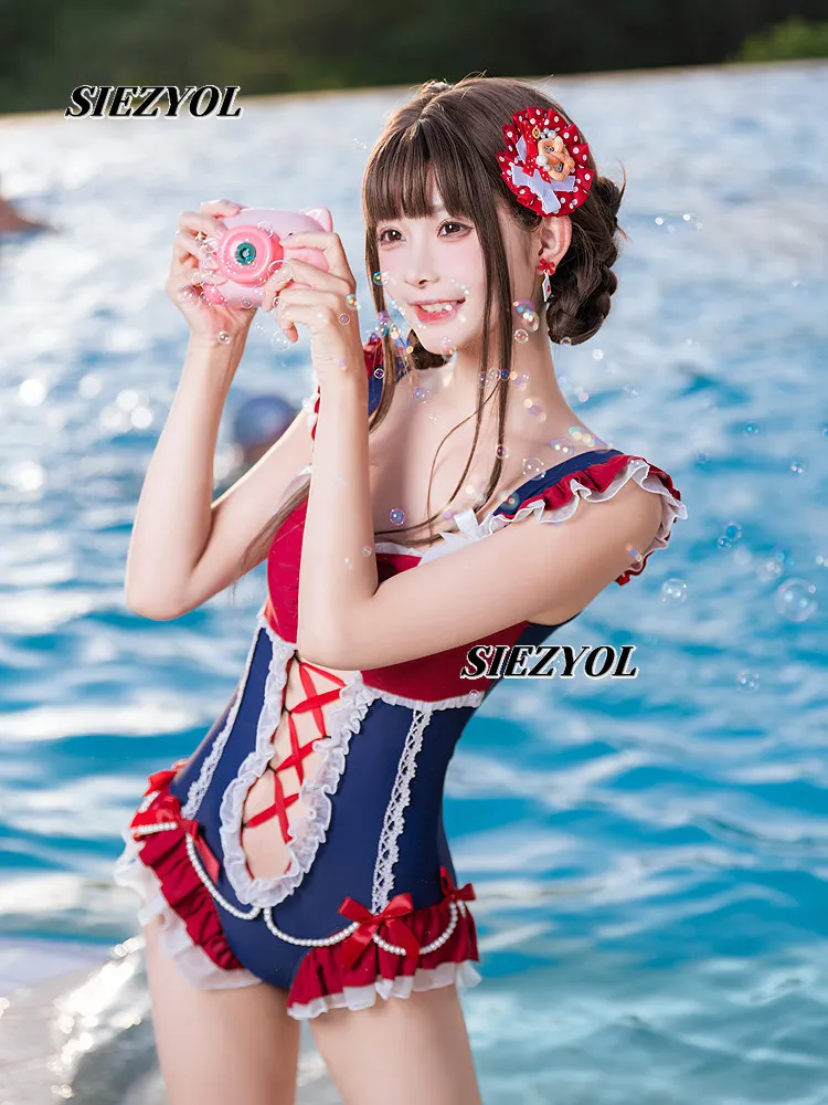 Bathing Suit for Women Pure Desire Summer Academy Style JK Lolita Sweet Color Matching Hot Spring One-piece Swimsuit