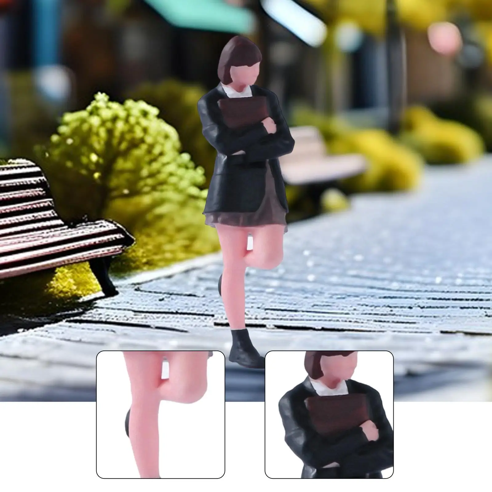 

1/64 Girl Figure Model Painted Micro Landscape Miniature Scene Fairy Garden Diorama Accessory Female Student Resin Figurine