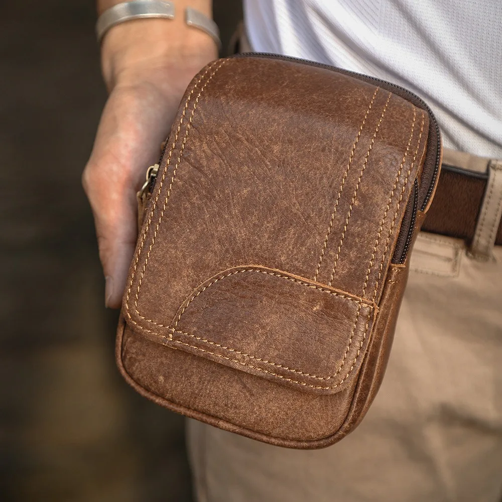 

Новая поясная сумка в стиле ретро, первый слой из воловьей кожи, поясная сумка, классическая универсальная высококачественная модная простая подвесная сумка для мужчин, удобная