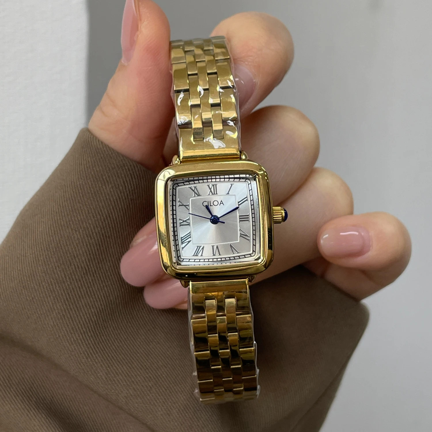 

CILOA Gold Square Retro Watch for Women, High-Quality Stainless Steel Strap, Waterproof, Luxury Gift, 2025 New Quartz Watch
