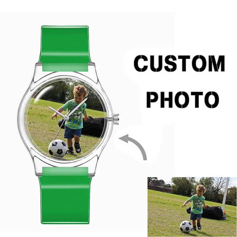 Own Printable Design Quartz Movement Plastic Custom Kids Watch Family Photo Personalized Birthday Gift