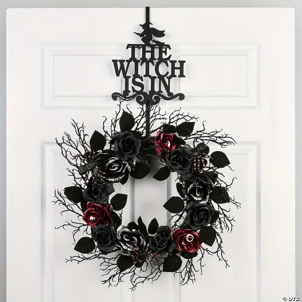 The Witch Is in Wreath Hanger Wreath Hanger Front Door Metal Over Door Single Hook, Halloween, Christmas, Thanksgiving Day Decor