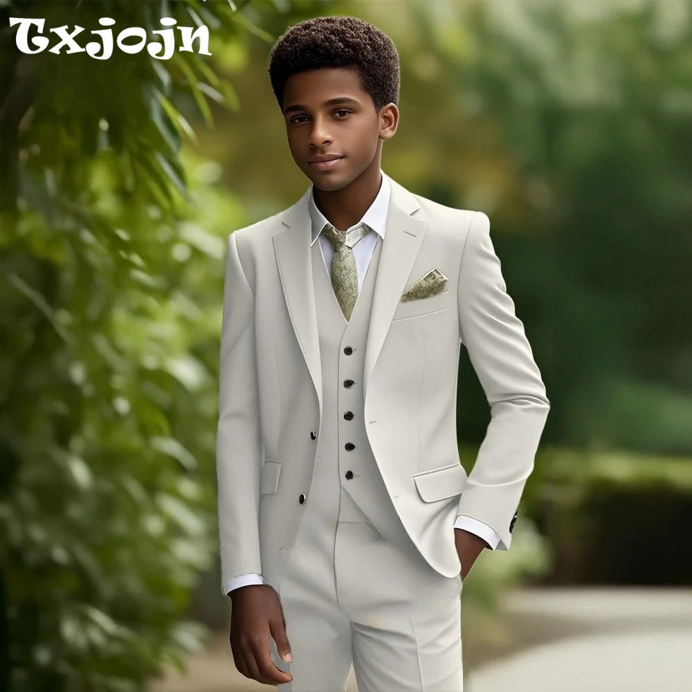 

Formal Elegant Boys Slim Fit Suit Set 3 Pieces Piano Performance Wear,Notched Lapel Kids Suit Wedding Tuxedo Plus Size 2-20T