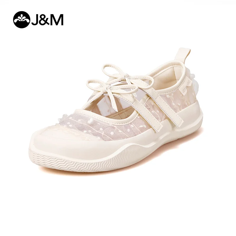 

Обувь J&M, женские лоферы, модная обувь на платформе 3 см, летние туфли с кружевной сеткой, повседневная обувь без шнуровки, дышащие белые кроссовки