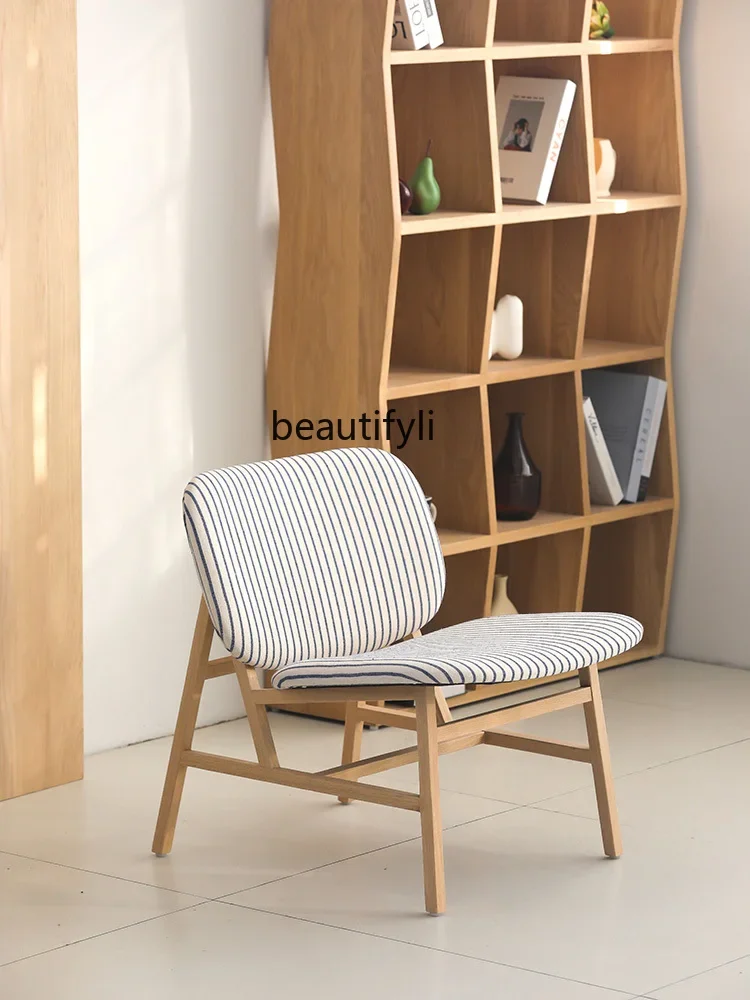 

xzModern Minimalist Nordic Solid Wood Single Sofa Italian Minimalist Cream Style Living Room Balcony Recliner Bedroom Couch