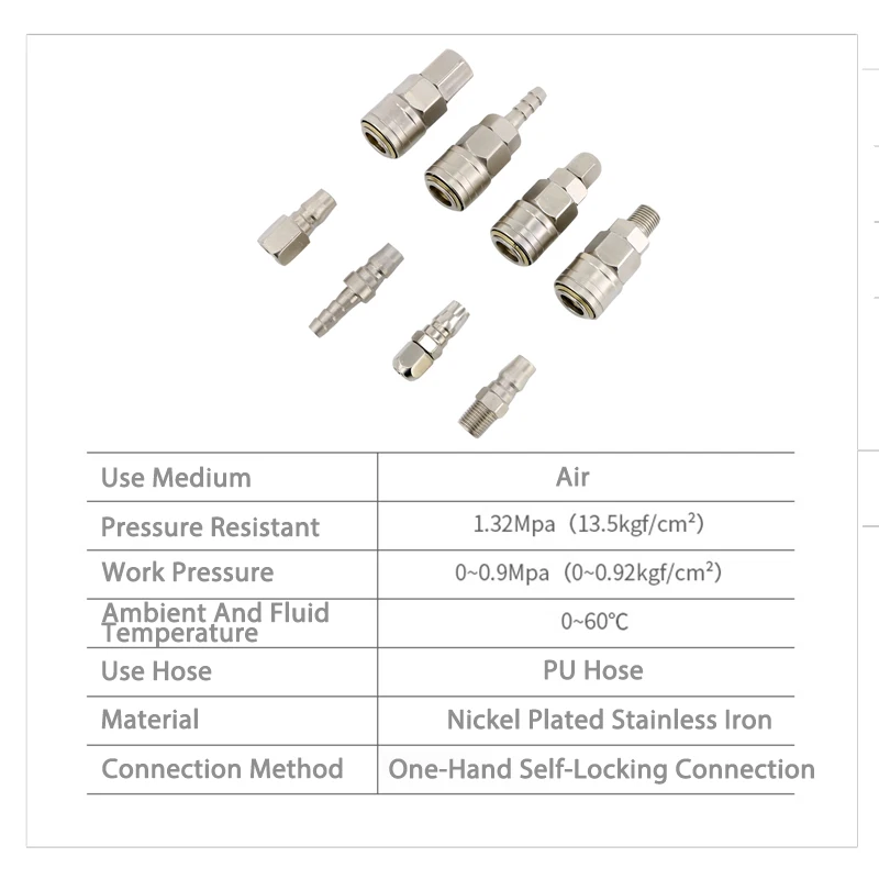 High Quality C Type Pneumatic Quick Connector Self-Locking Tube Air Compressor Pump Accessories Tool One-hand operation