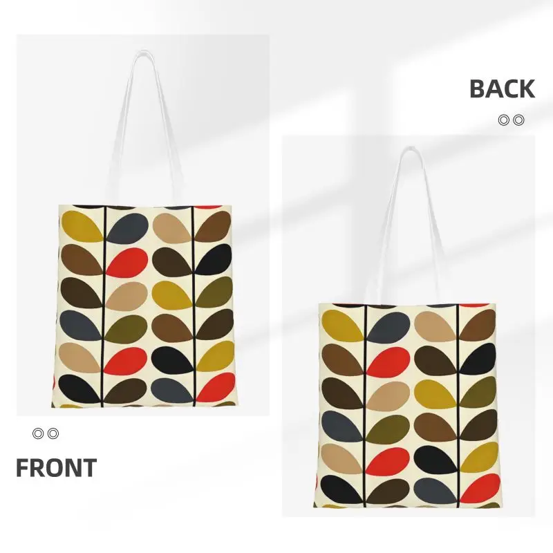 Custom Orla Kiely Flower Shopping Canvas Bags Women Washable Groceries Scandinavian Geometric Style Tote Shopper Bags