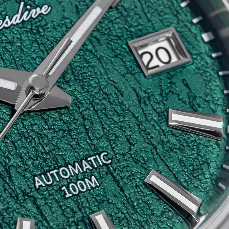 ADDIESDIVE New Men's Automatic Mechanical Watches 3D Bark Texture Dial Sapphire Glass Stainless Steel Watch AD2075 Reloj Hombre