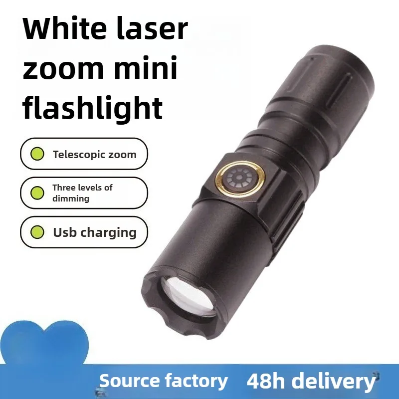 White Laser Zoomable Flashlight - Super Bright, Rechargeable, Large Capacity, Long-Lasting for Outdoor Camping, Emergency & Home