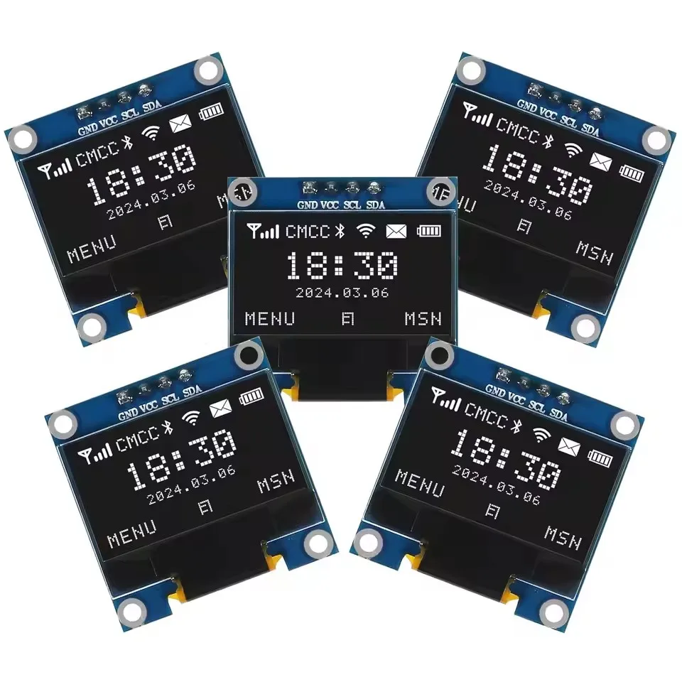 0.96 Inch OLED Display Module SSD1306 Driver 128x64 Pixels I2C SPI Dual Interface Pre-Soldered Pins For Arduino STM32