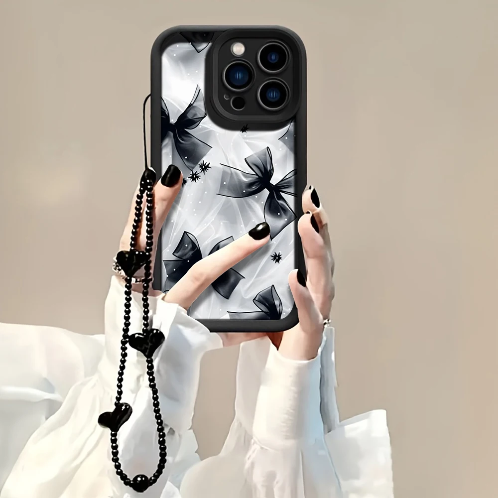 Koreanische Handgelenkschlaufen-Hülle für iPhone 17 15 16 14 Pro Max Plus Hüllen Rosa Schleife für iPhone 13 11 12 XR 7 mit Schmetterlings-Lanyard-Cover – Detail 3