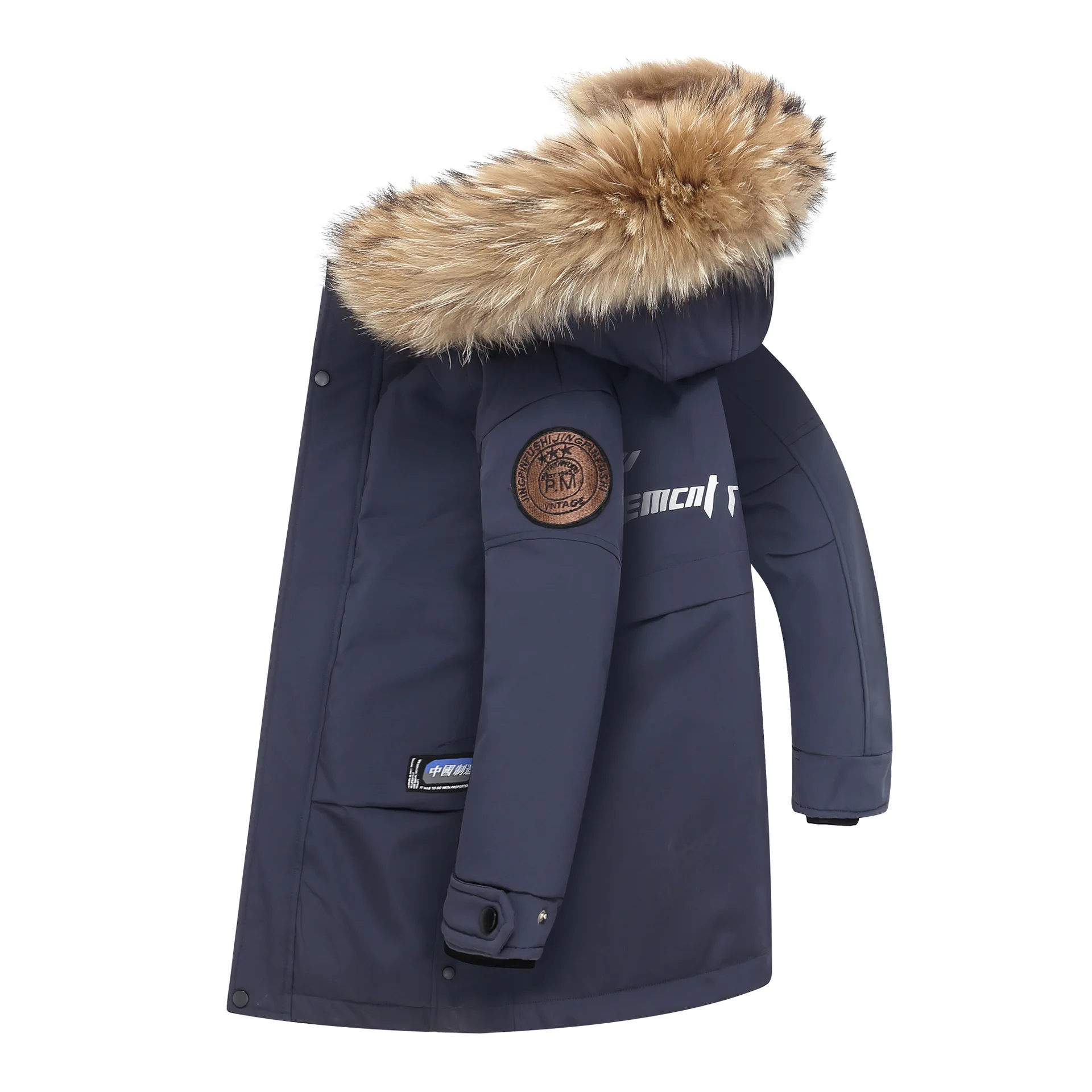 2024 Winter Children Down Jacket For Boys Real Raccoon Fur Hooded Waterproof Teenage Boys Jacket 3-16 Years Kids Outwear Coat