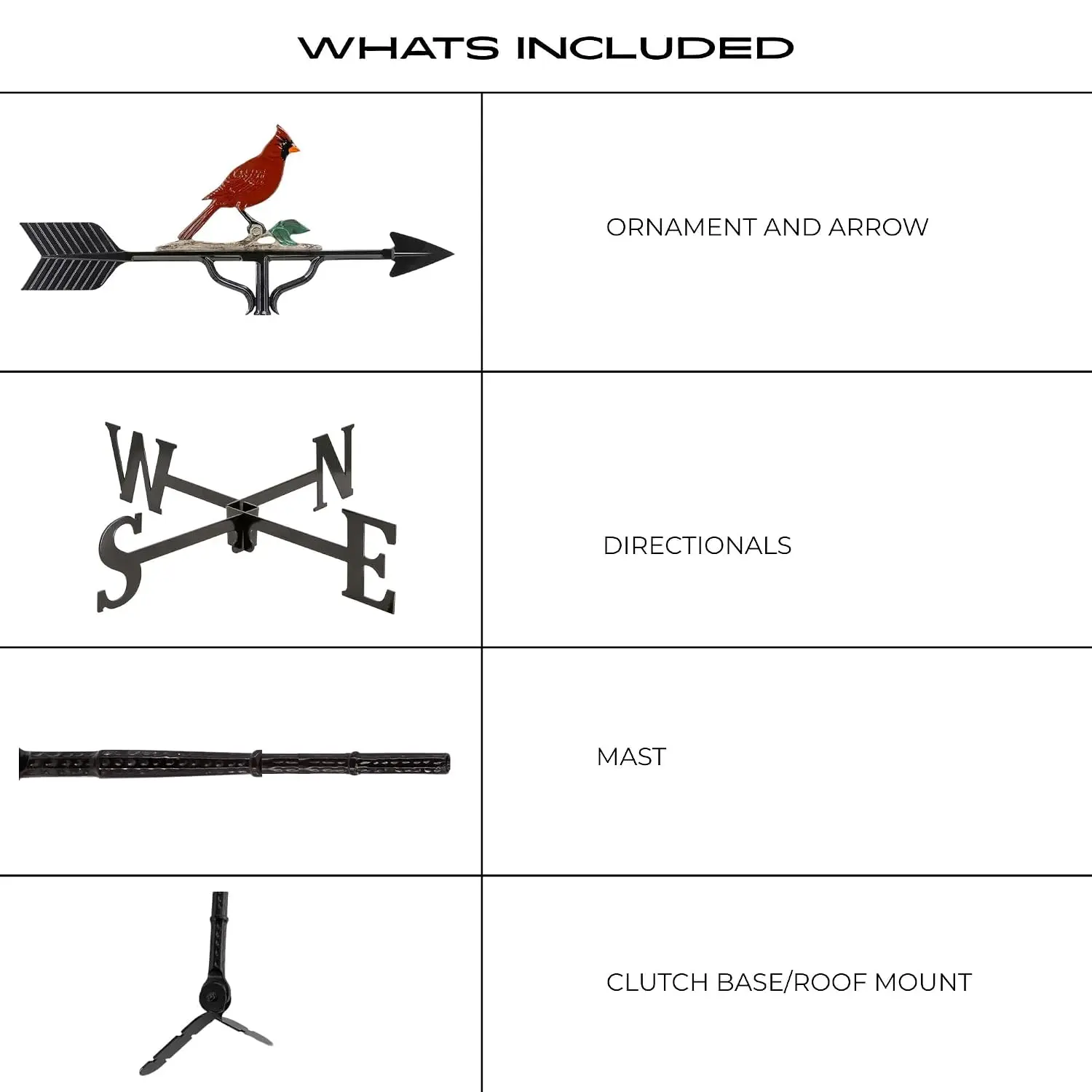 Aluminum Cardinal Roof Weathervane - Natural Color, Customized