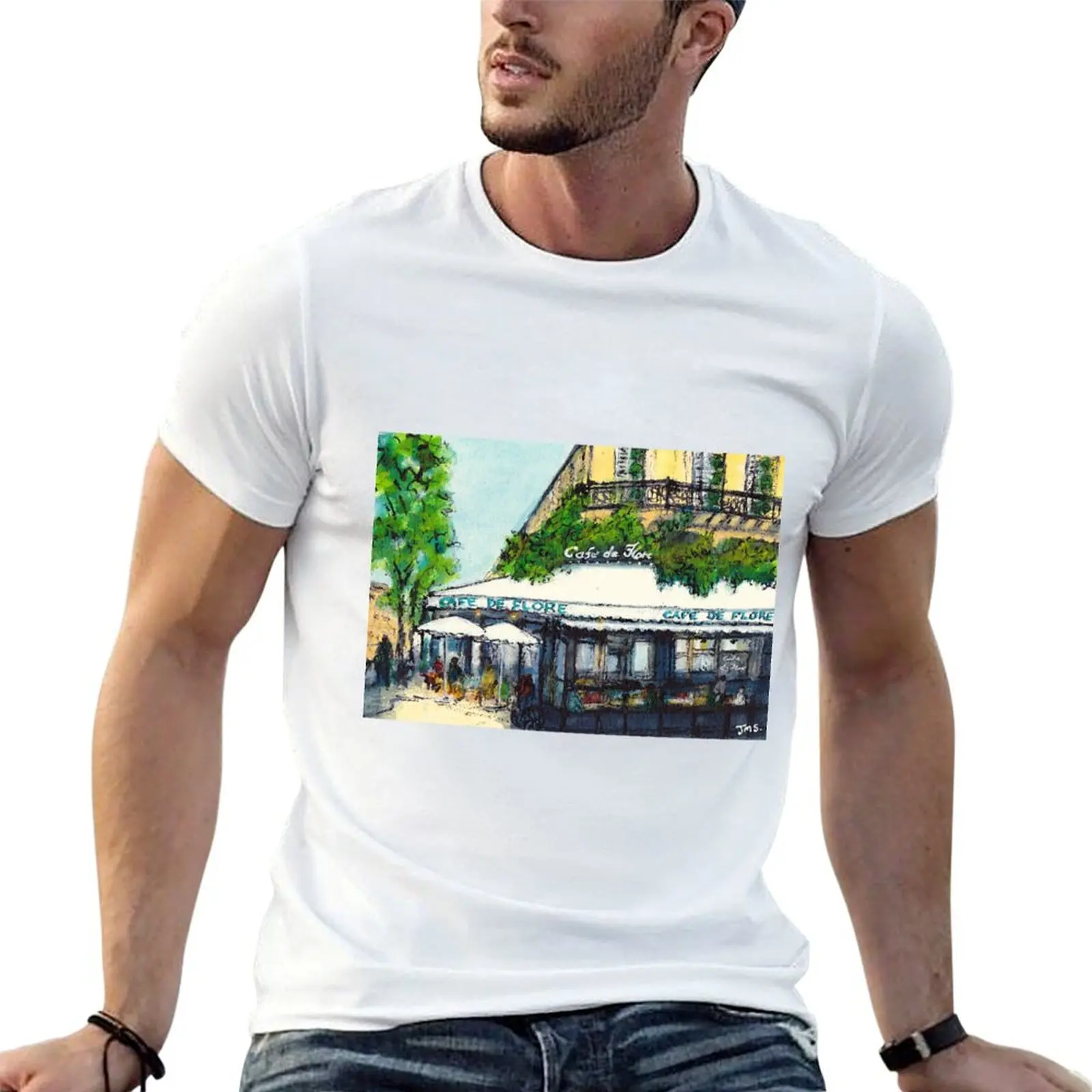 

man high man graphic cotton T-Shirt t Cafe shirts de quality for shirt t Paris Flore,