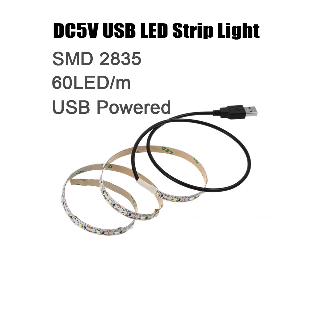 5V 2835 USB Led Strip Light Tape 60LED DC5V Christmas Lights Leds Cabinet Lighting For Room TV Backlight Decoration Night Lamp