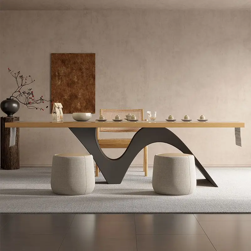 Customized solid wood desk tea table integrated dual-purpose designer reception tea table household