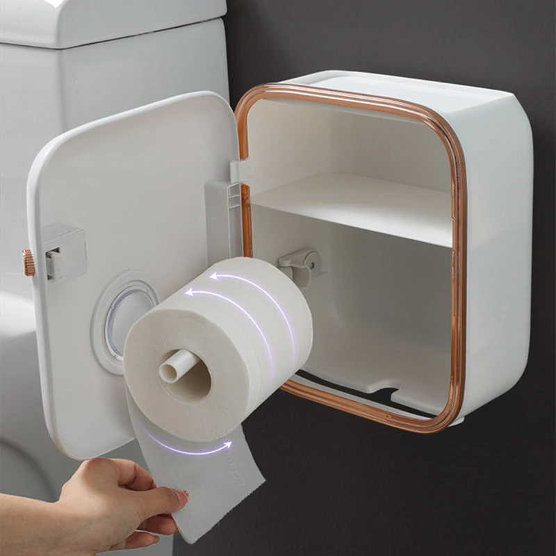 Paper Towel Dispenser Toilet Paper Holder Tissue Box Toilet Free Punching Storage Waterproof Bathroom Rack Shelf Rack