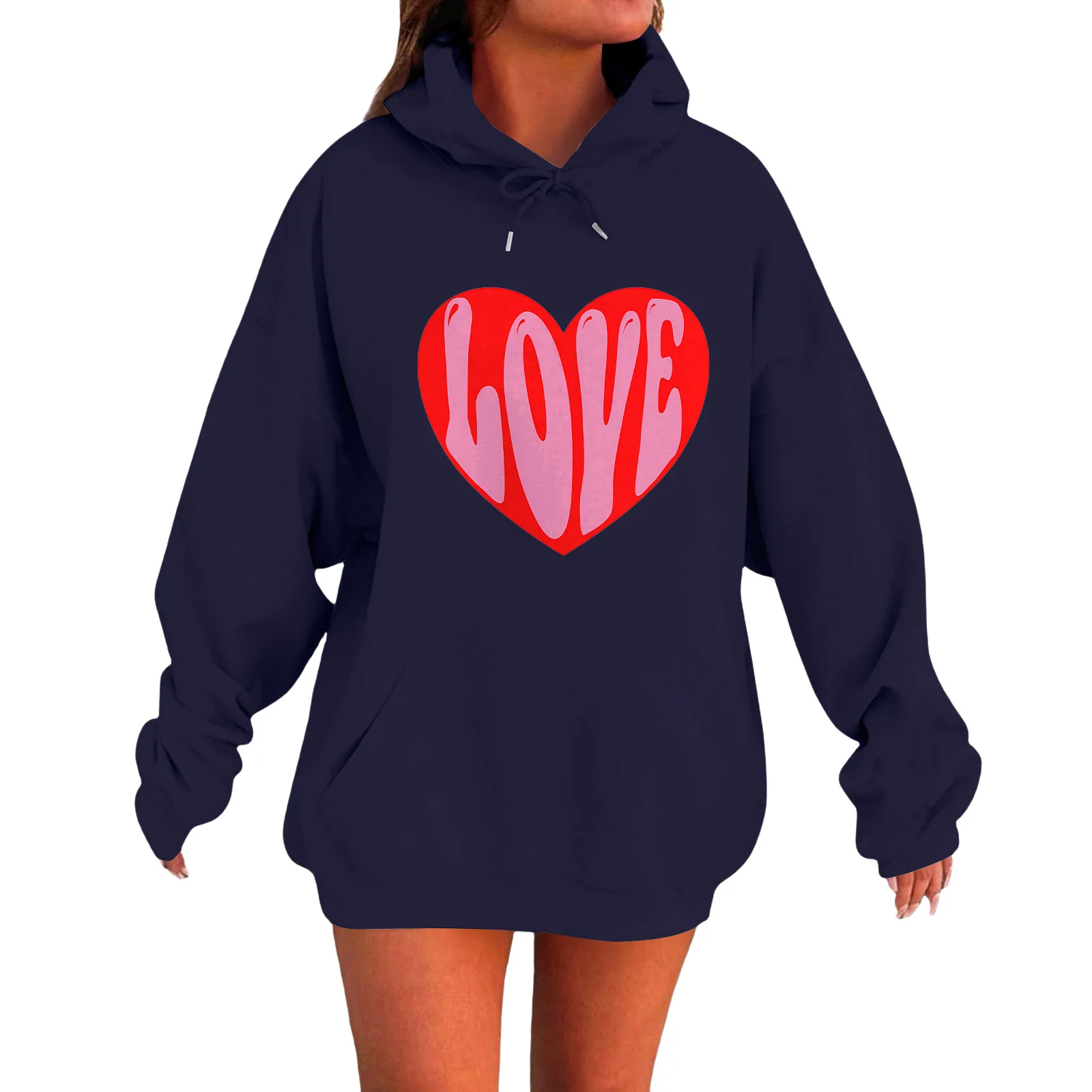 ฤดูหนาวเสื้อผ้าผู้หญิงผู้หญิงหลวมสบายสบายๆแฟชั่นรักพิมพ์เสื้อแขนยาวซูดาเดรัส เด มูเยร์