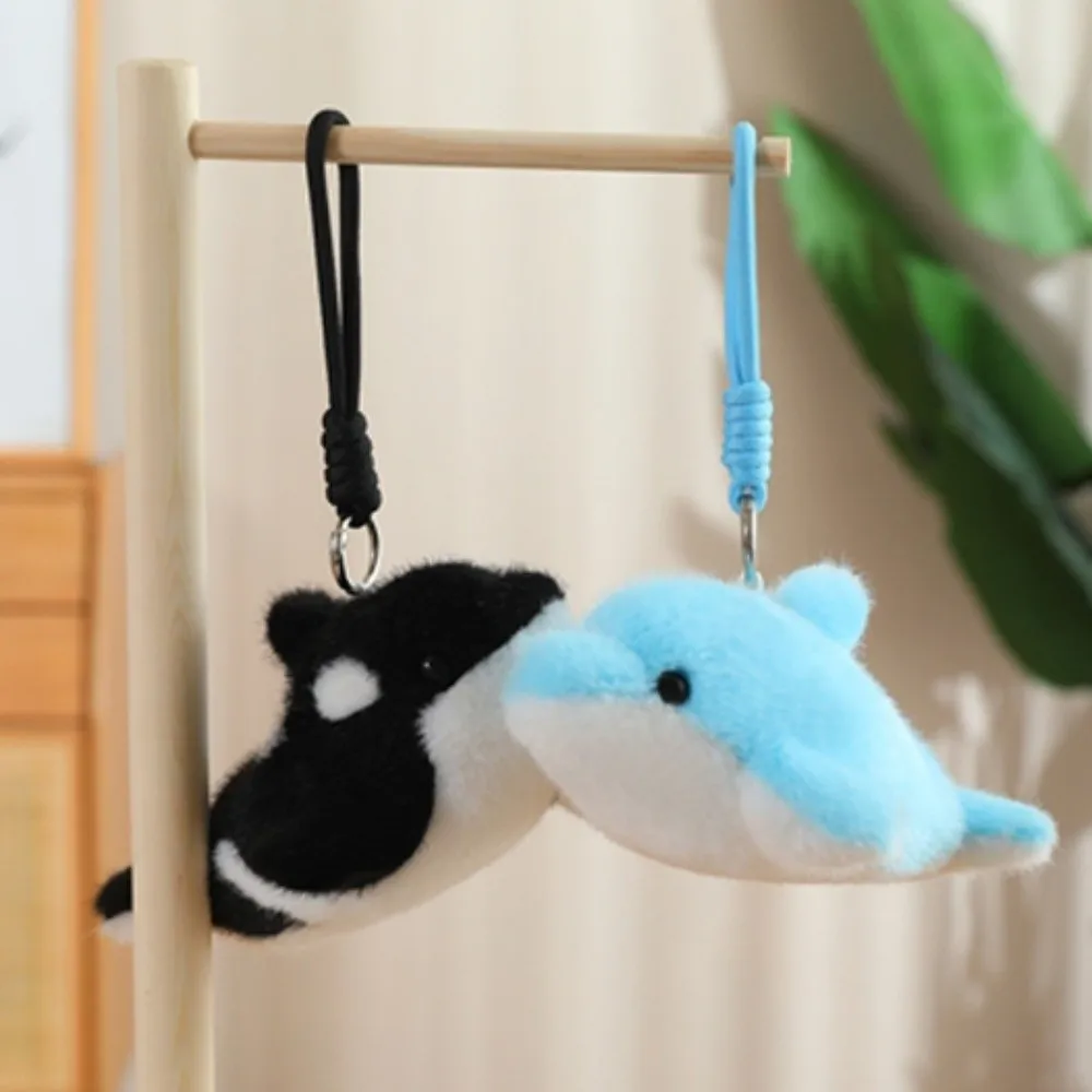 Ocean Animal Dolphin Plush Doll Keychain Backpack Charms Bag Pendant Stuffed Animal Keychain Funny Fluffy Plush Doll Key Rings