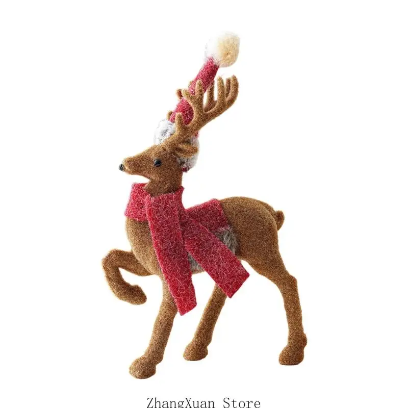 Saisonale Weihnachts-Hirschfigur mit rotem Schal und Geweih-Design, 3 x – Detail 8