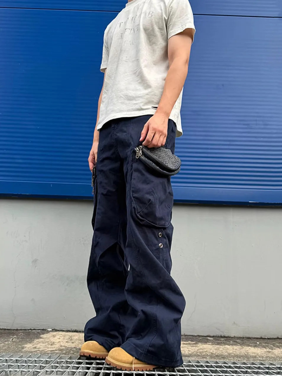 American Street Style Cargo Pants Men's Casual Multi-Pocket Pleated Workwear Denim Jeans Durable Loose Fit Summer Season
