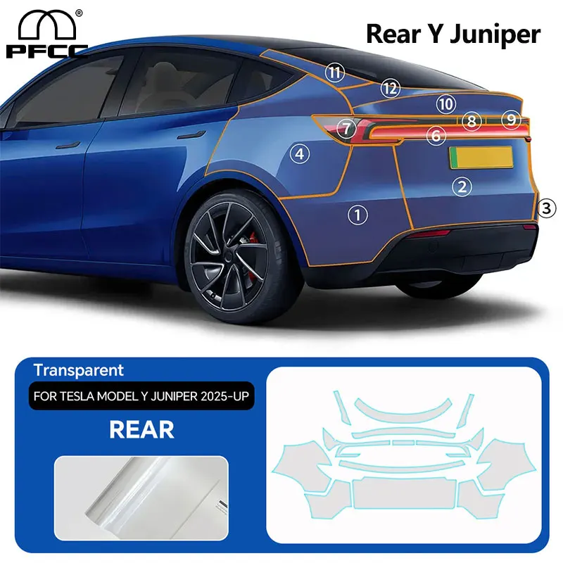 

PFCC Pre-Cut Paint Protection Film For Tesla Model Y Juniper 2025 2026 8.5thick Car Clear PPF Kit Sticker Auto Decal Accessories