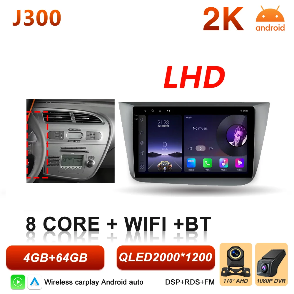 Android 16 autoradio Carplay voor Seat Altea 5P Toledo 3 2004 - 2015 Auto multimediaspeler stereo BT intelligente systemen scherm