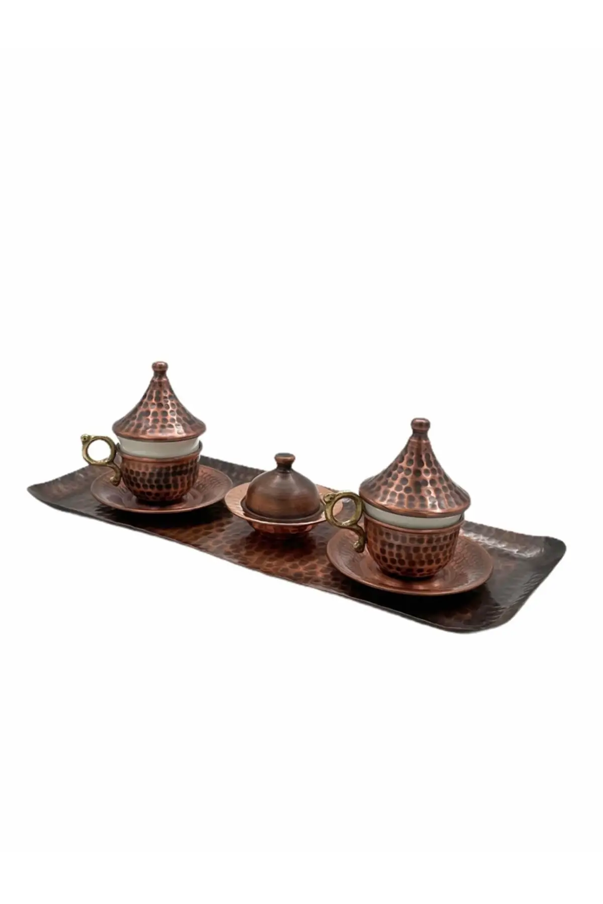 

DOLBOVI 2 li Tiryaki cup set rectangle tray side handmade espresso cup