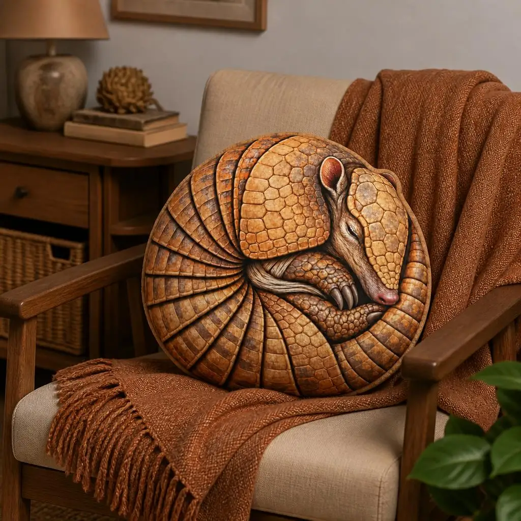 Armadillo Wildlife Animal Lover Nature Plush Pillow Cushion Irregular Stuffed Throw Pillows for Home Decor Gift Sofa Couch Bed