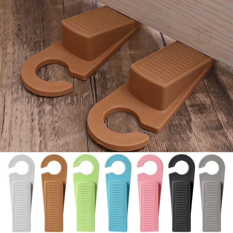 Silicone Door Stop Reusable Shock Absorbent Block Wedge Doorstops Door Handle Stop Pads Home Office Door Anti-collision Pads