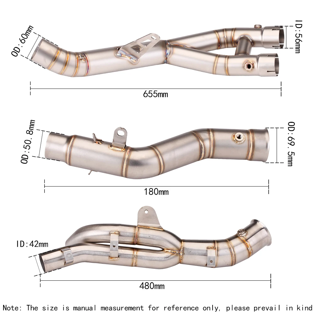 Motorcycle exhaust middle section modified stainless steel middle link pipe For YAMAHA R1 2004-2006 2007-2008 2009-2014