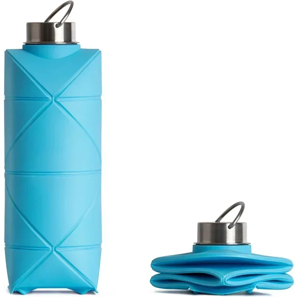 1Pc 750Ml Collapsible Water Bottle Leakproof Valve Reusable Silicone Foldable Travel Water Bottle for Gym Camping Hiking Travel